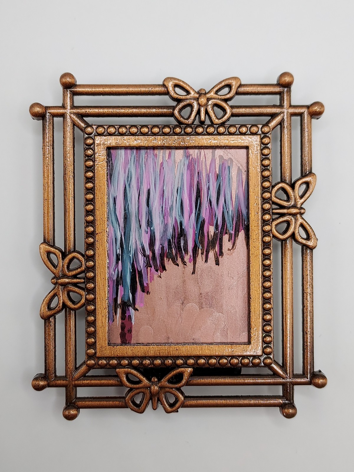 ORIGINAL ART PAINTING 2×2.5 MINI ABSTRACT «Spokane Cherry Blossom 2» REASOR OOAK