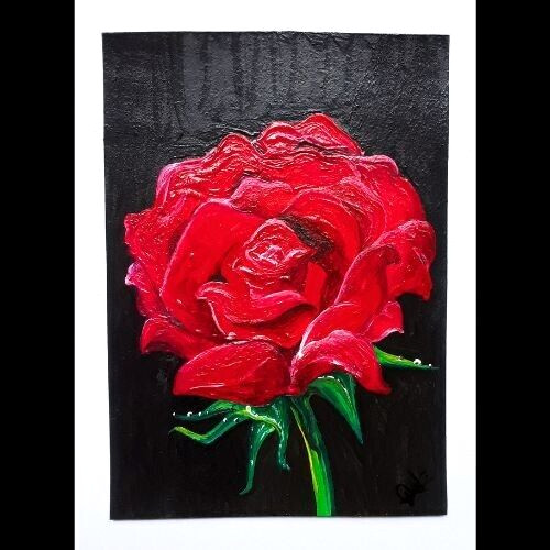 ACEO ORIGINAL Rose Flower Nature Love Acrylic Mini Valentine Art Hand Paint New