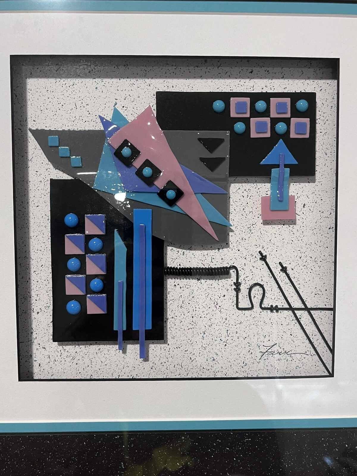 Abstract Geometric Shapes Modern Mixed Media Hanging Art Signed Not A Painting