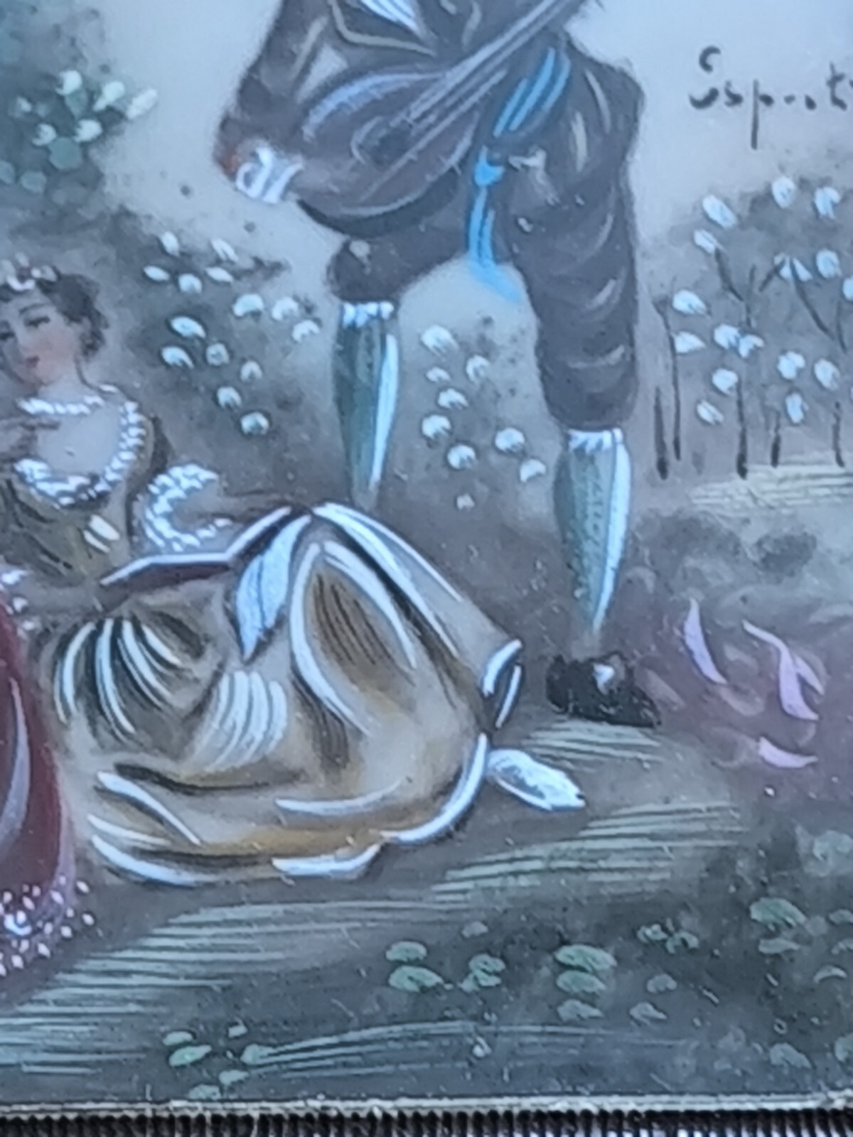 Painted Miniature ‘The Music Lesson After Nicolas Lancret’ Signed Esprit