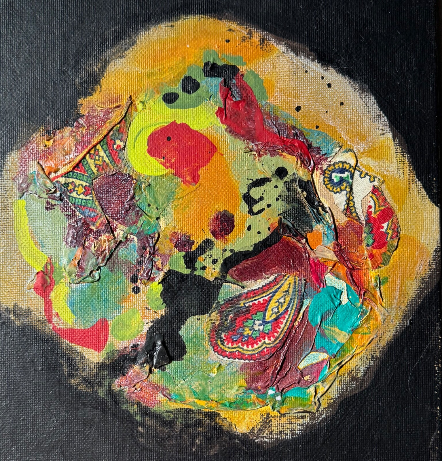 Contemporary Mixed Media Multi-Color Abstract Acrylic Painting Modern Art – D