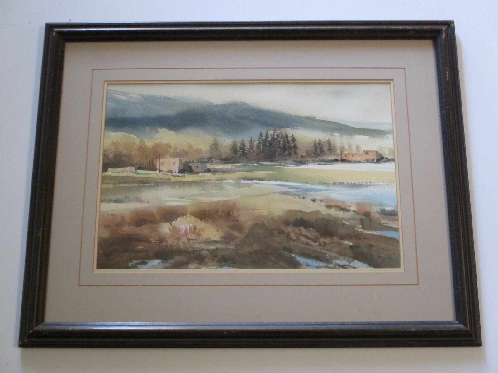 PAUL YOUNGMAN ORIGINAL PAINTING DECEMBER TASO NEW MEXICO INDIAN ADOBE PUEBLO
