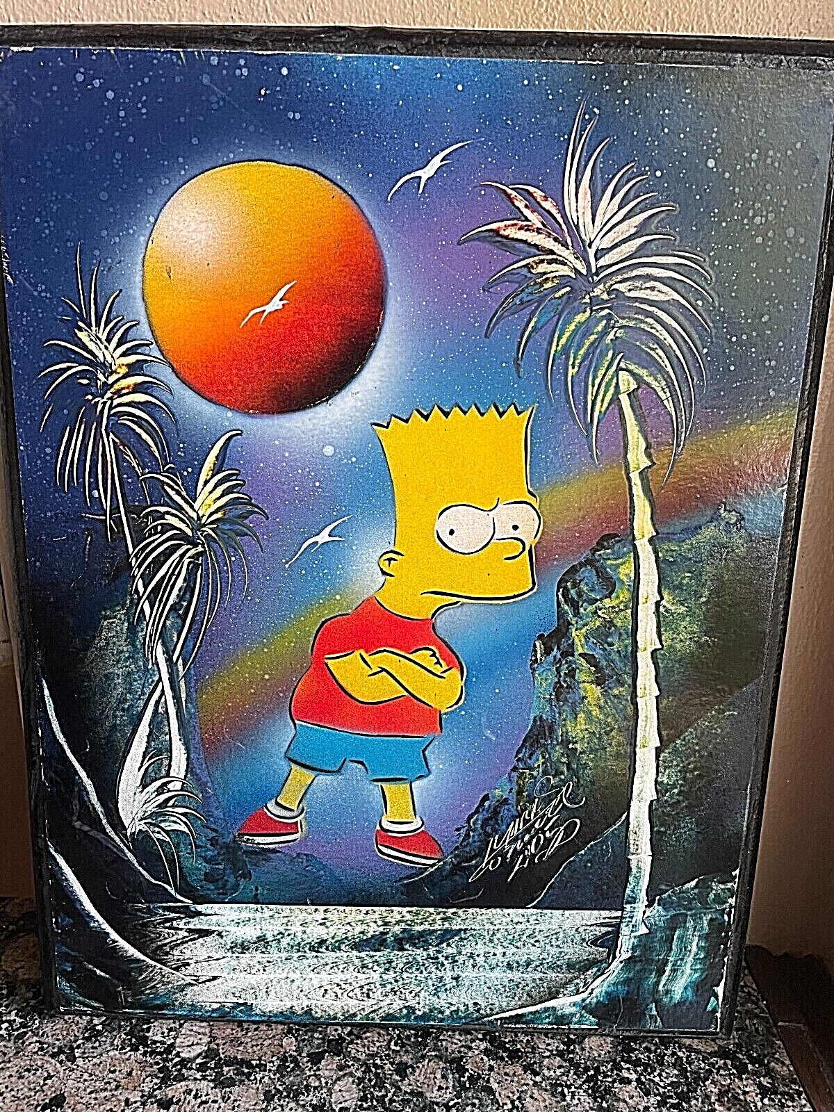 Original Pop Art Bart Simpson Acrylic on Board Signed by Artist Mark O’Neill «05