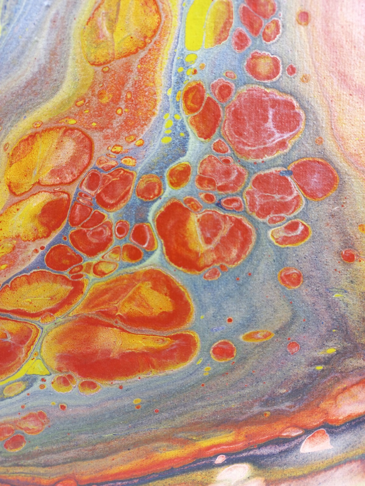 Abstract Red Orange Yellow Fluid Art Acrylic Painting Modern Wall Decor, 16×16