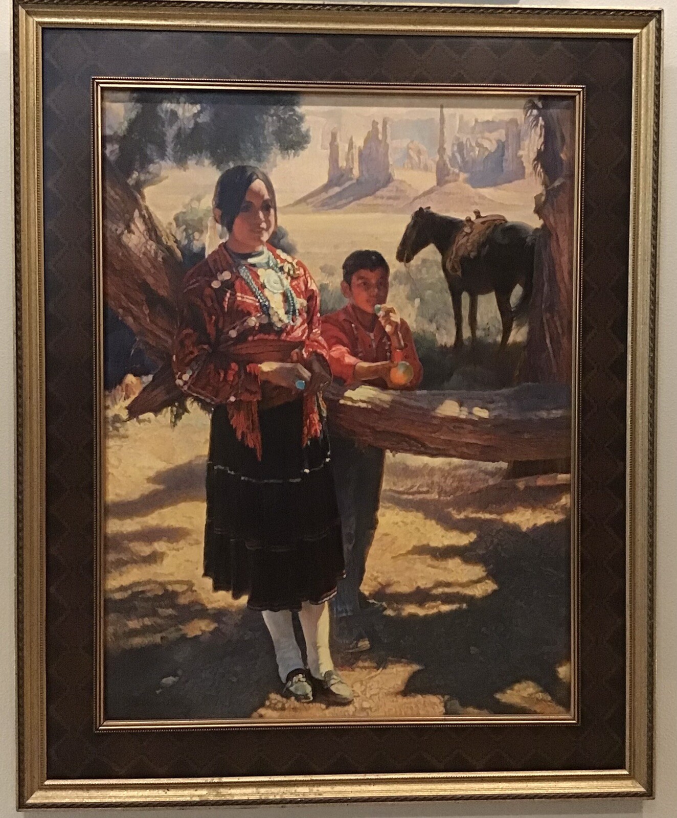 Albert Londraville, Original Oil Painting, “Native American Girl and Boy”