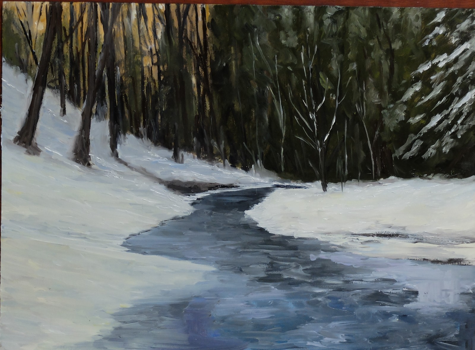 Landscape painting, original oil painting, new, signed, winter woods
