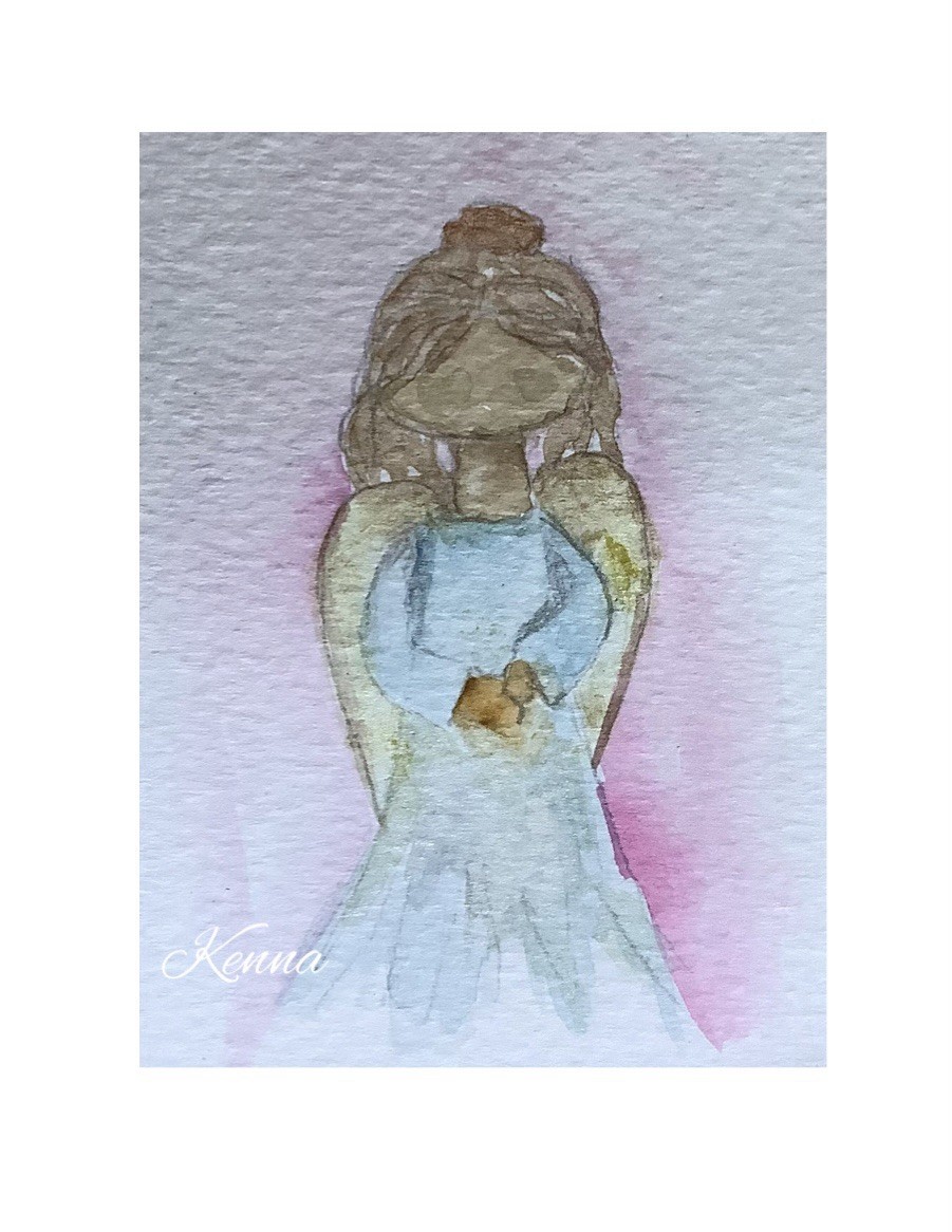 ACEO By Kenna Original Watercolour Painting Angel 2.5” X 3.5” Signed ÀTC