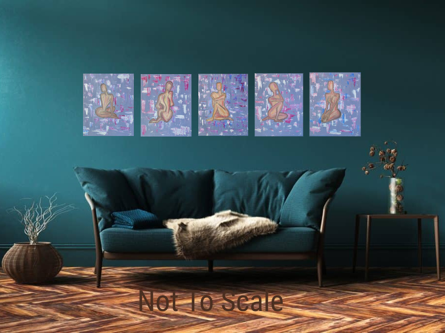 5 pcs each 16*20″ abstract modern figure painting wall art decor Night by Azi Hs