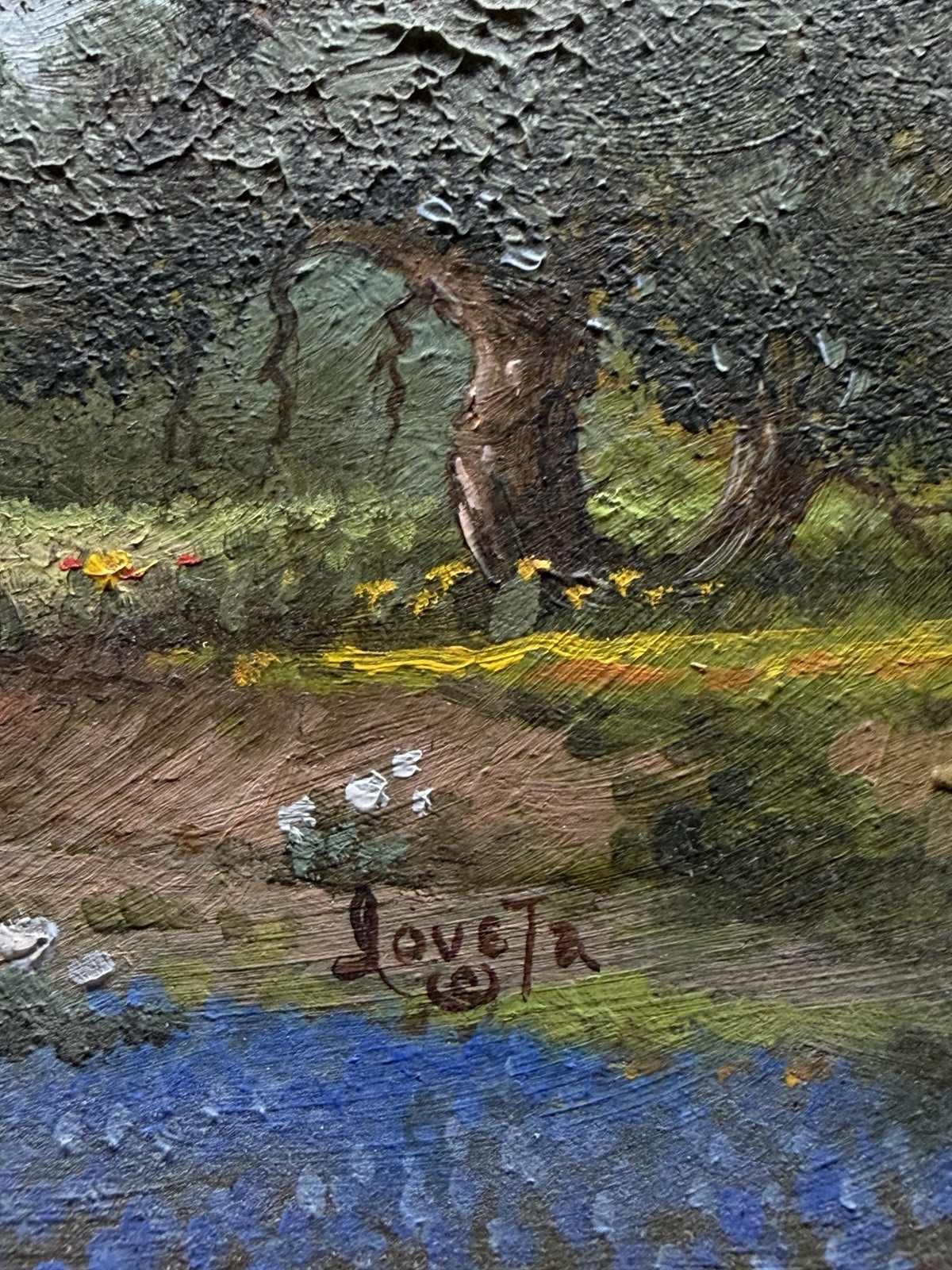 Texas Bluebonnet Landscape Original Oil Work by The Artist Loretta Greene