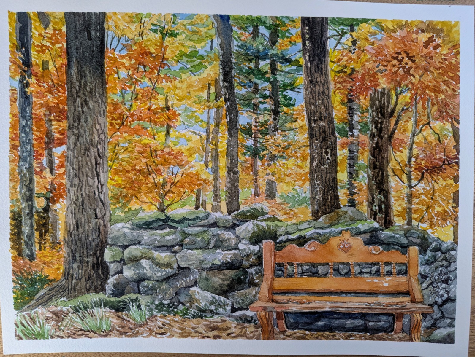 Original Watercolor Painting 12″x 9″ Autumn Foliage