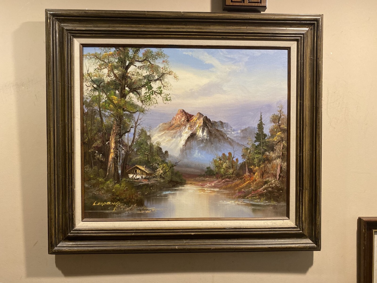 L. HARDING, SWISS ALPS, ORIGINAL SIGNED CANVAS, FRAMED