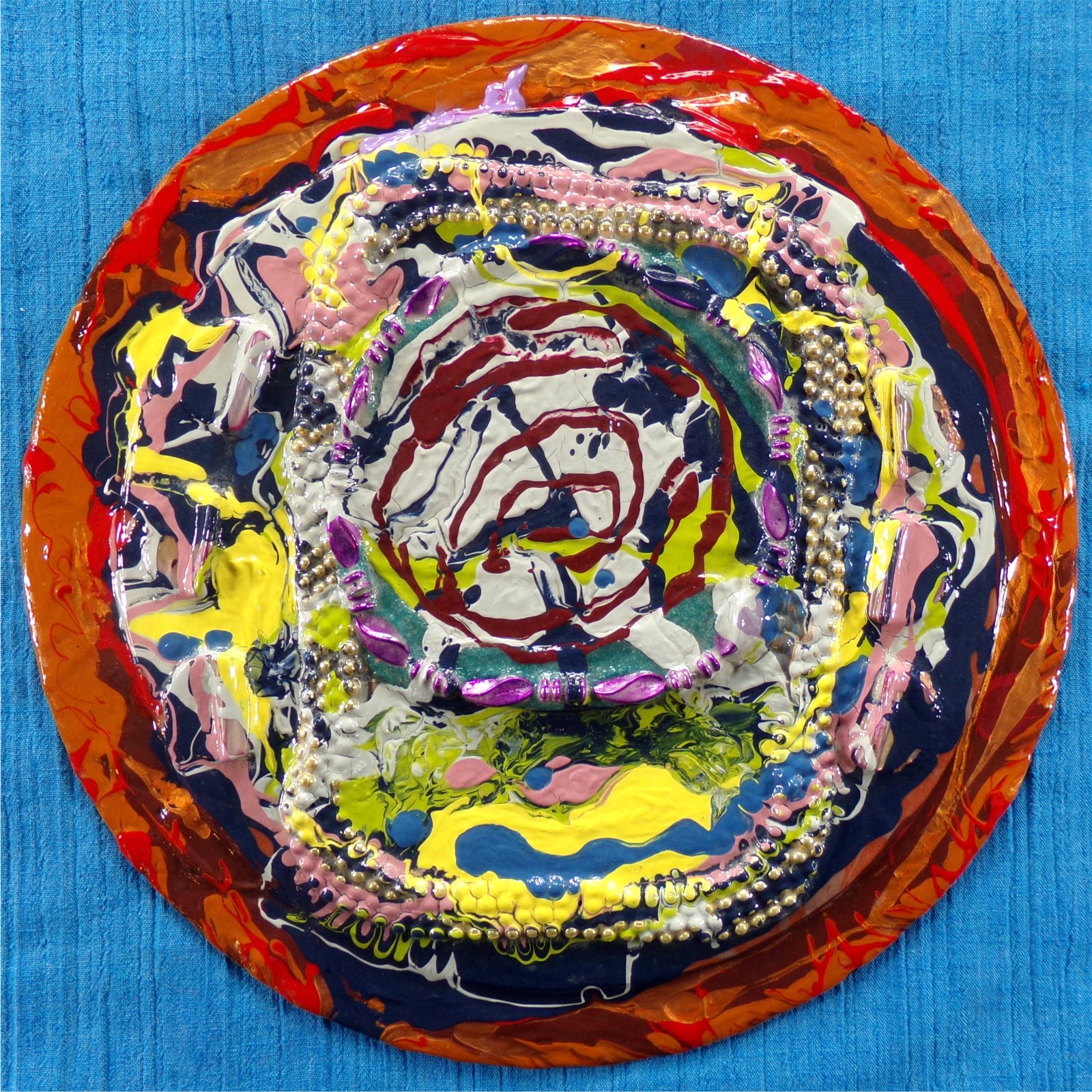 Psychedelic Painting On Recycled Vinyl Record Assemblage #5 Original Art GS 2026