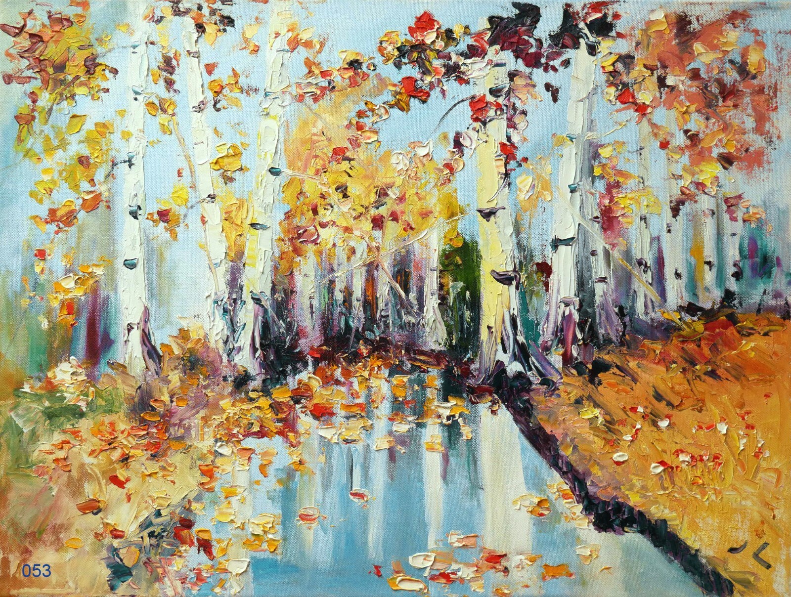 «Aspen Rainbow» #053 – Original Expressive Oil Painting by Julia Lu 18″x24″