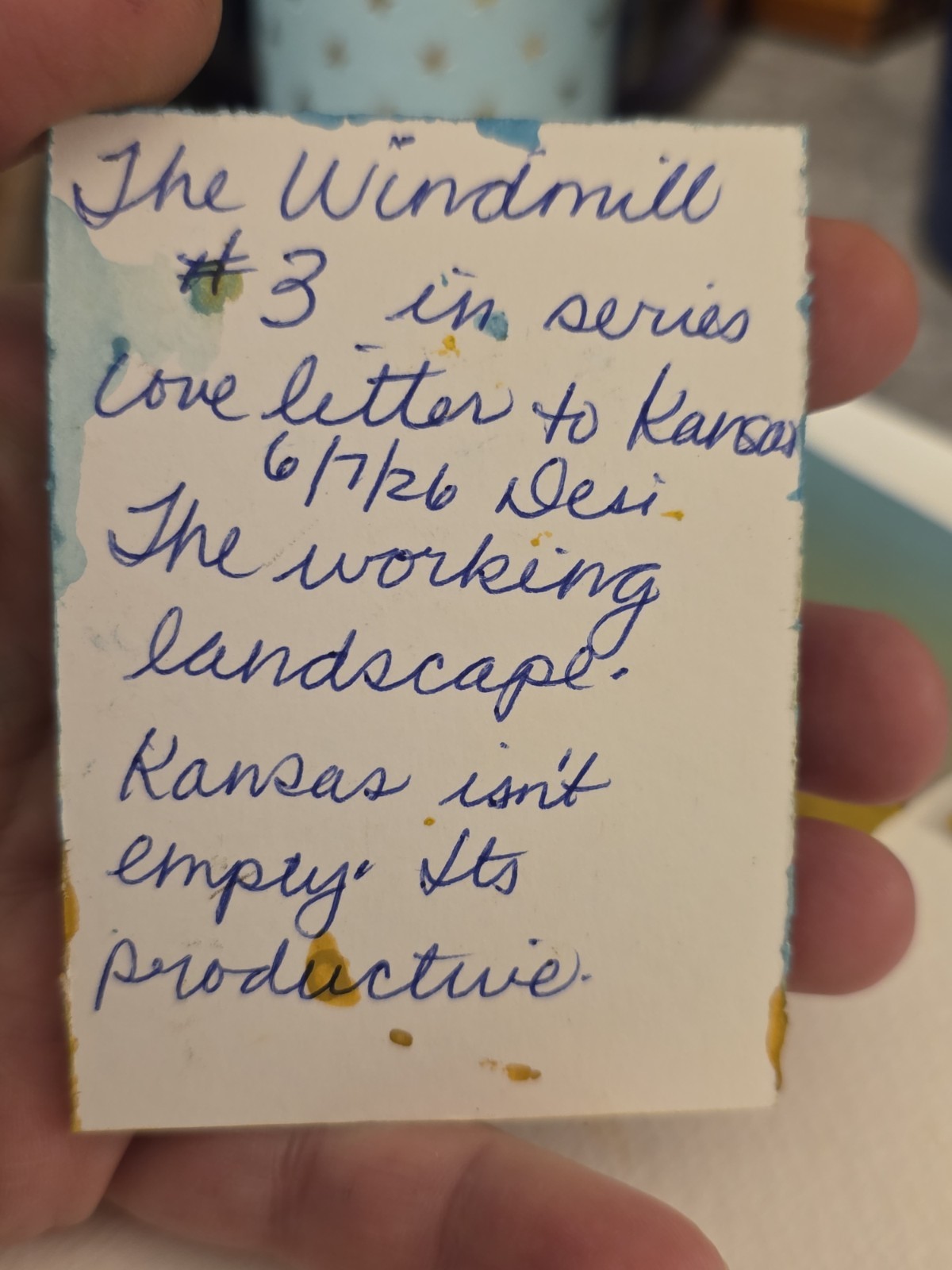 Original ACEO Landscape Painting Kansas Country Wheatfield Farmer #3 in Series