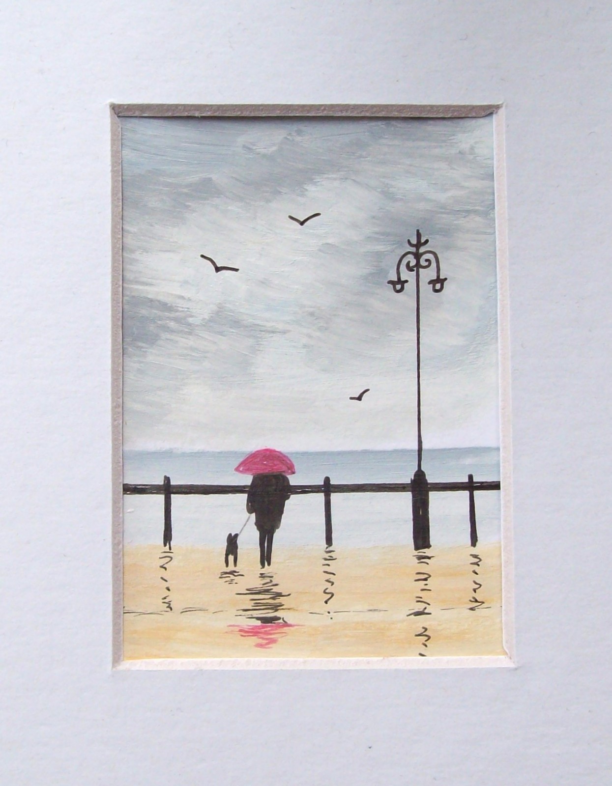 ACEO ORIGINAL HAND PAINTED SIGNED #ANOTHER RAINY DAY# LANDSCAPE MINI PAINTING