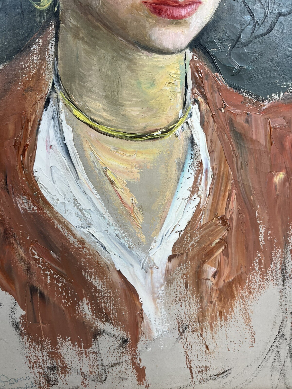GLADYS ROCKMORE DAVIS MODERNISM ANTIQUE WOMAN PORTRAIT VINTAGE OIL PAINTING