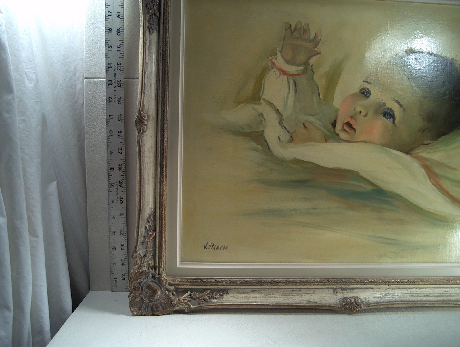 J STANCIN OIL PAINTING ON CANVAS – SINGLE PIECE WORK !! – RARE