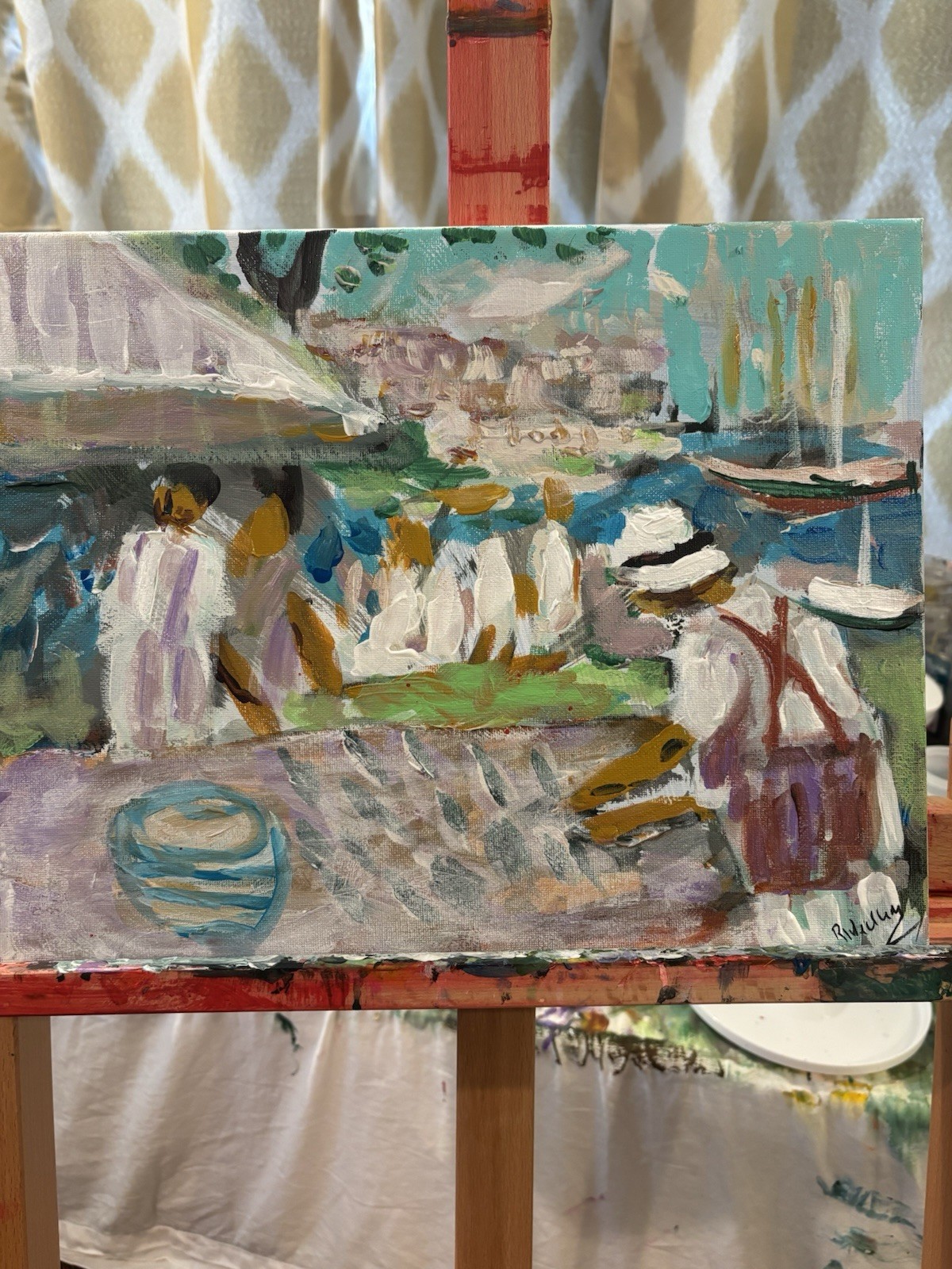 Landscape Impressionism “Market Day”Сanvas wall art signed 11×14 Original