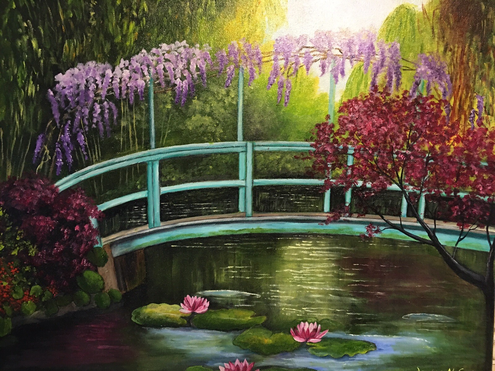 Oil Painting On Canvas (Original) «Monet’s Garden» By Louise McGuire