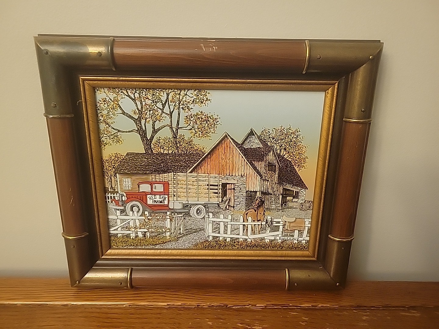 H. Hargrove Red Oak Farms Signed Serigraph Canvas Framed Americana VNTG 1980’s