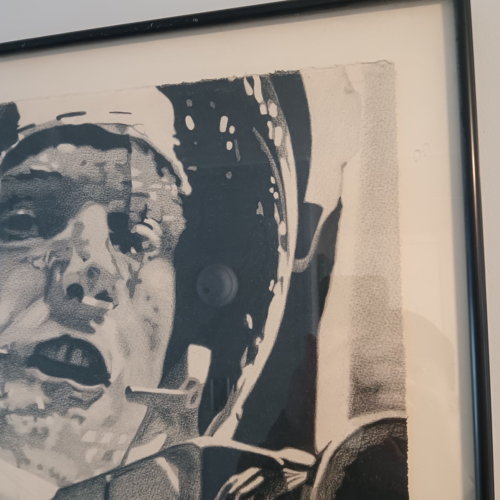 1976 Neil Armstrong Charcoal Drawing Of Iconic Image Signed By J. Wallace «76»
