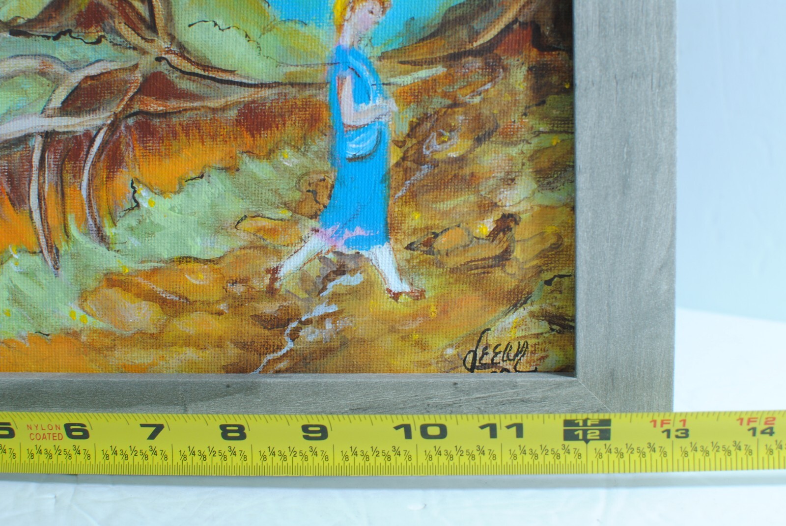 CONTEMPLATING Original Acrylic on Canvas Women Walking in Meadow Signed 11 by 14