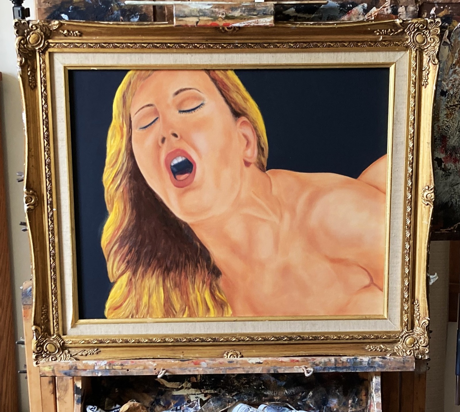 «Expressive» VANWINKLE ORIGINAL NUDE woman oil painting canvas signed art 16×20