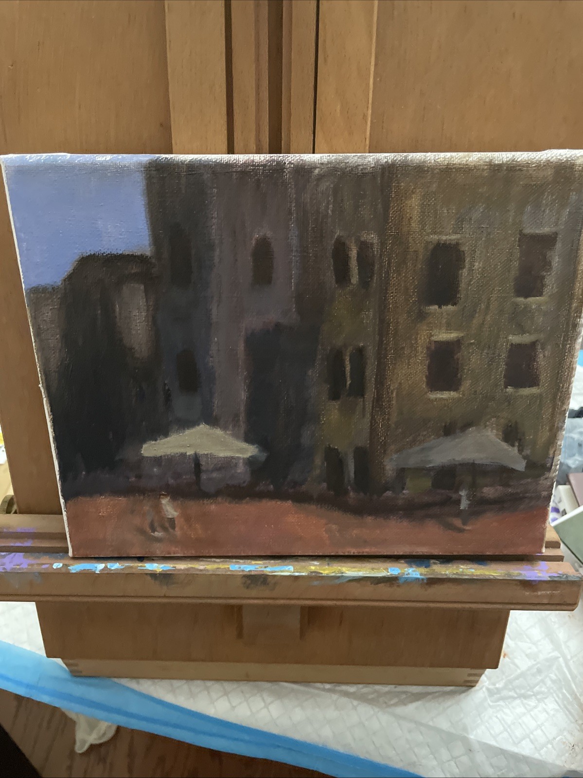 oil paintings original Street In Italy 8x 10 Cotton Canvas