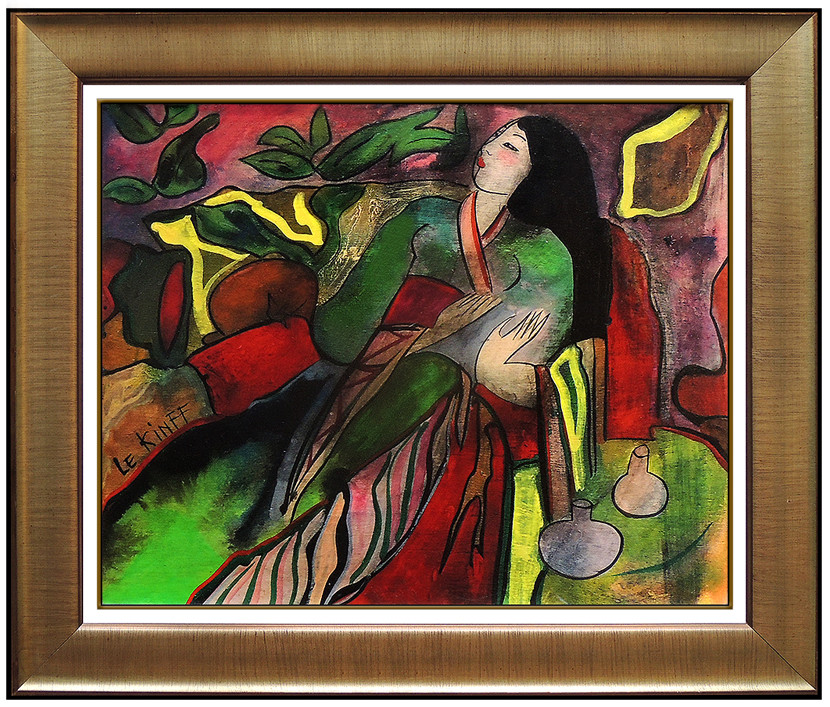 Linda Le Kinff Original Painting Oil On Board Signed Portrait Modern Cubism Art