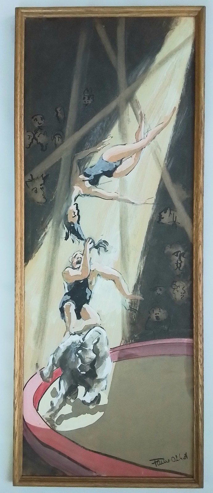 VINTAGE CIRCUS ACROBATS PAINTING~THIERRY FAURE~FRENCH ARTIST-LOOK !