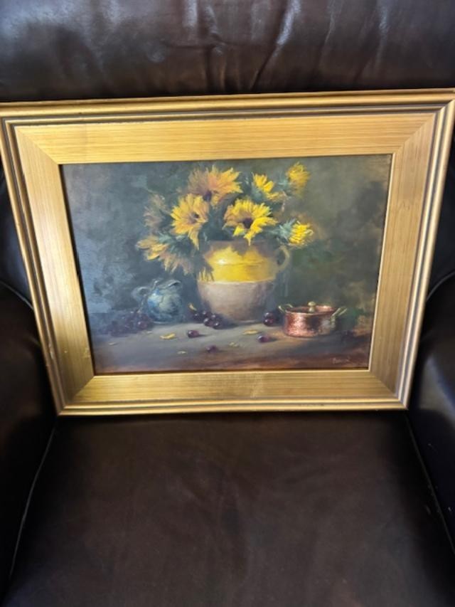 DAISY FLOWERS Oil Painting Art Floral Still Life by lori barrison 20×17
