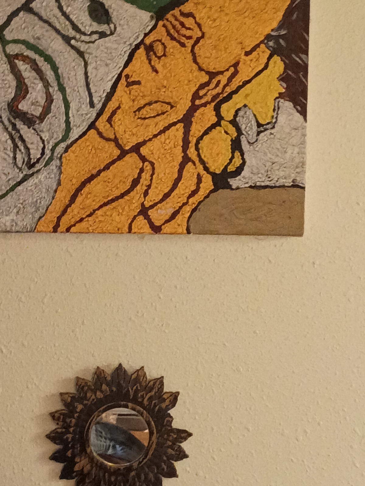 Abstract Figure Painting, Yellow Brown Tones, Single Piece, Art Theme