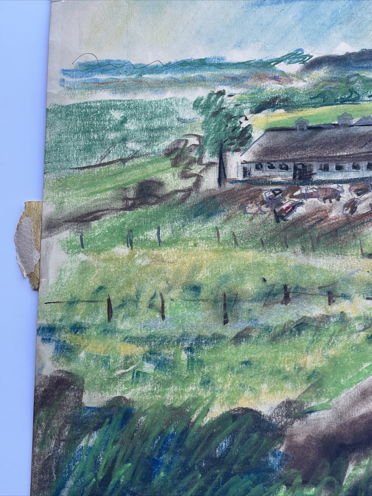 MID CENTURY DRAWING FAMOUS JO CAIN American Antique Wpa REGIONALISM Landscape