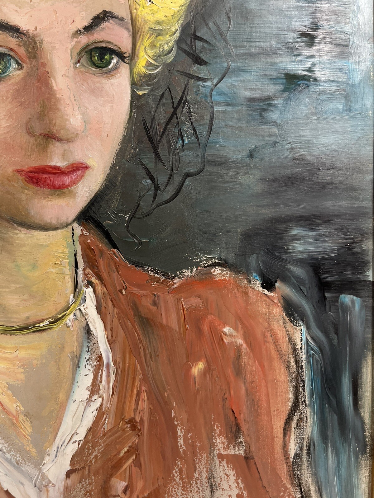GLADYS ROCKMORE DAVIS MODERNISM ANTIQUE WOMAN PORTRAIT VINTAGE OIL PAINTING