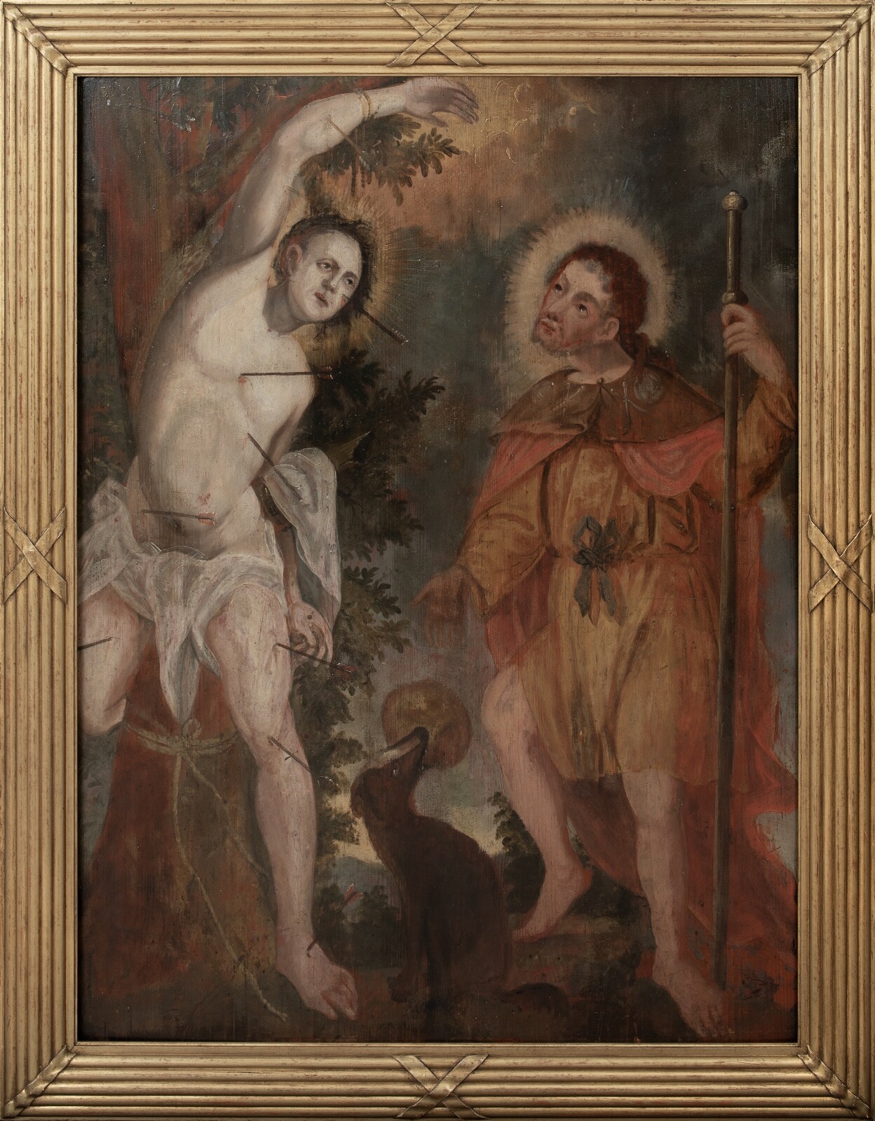 Huge 16th Century Flemish German Old Master Martyr Saint Sebastian & St Roch