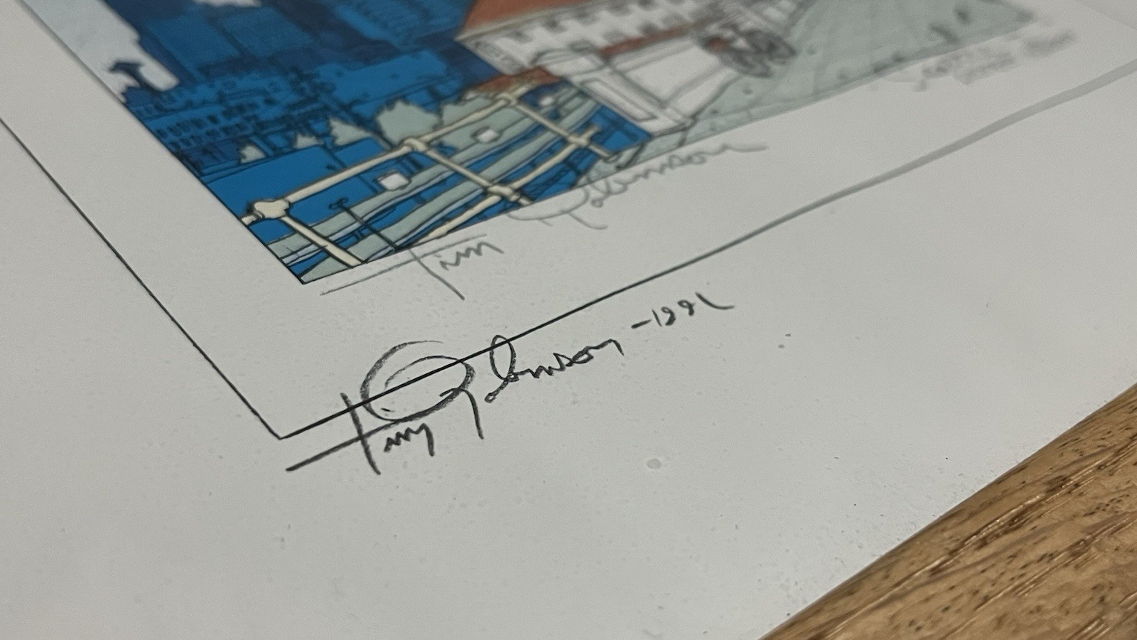 Tim Robinson Print SEATTLE Signed Space Needle Lake Union Downtown PioneerSquare