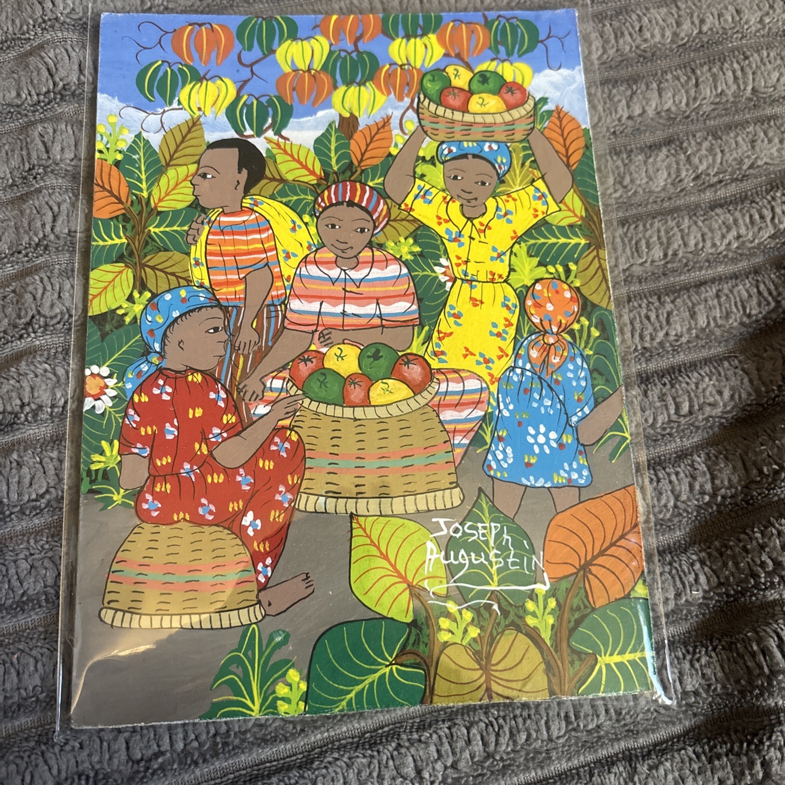 Hand Painted And Signed Vintage Haitian Folk Art, Joseph Augustin