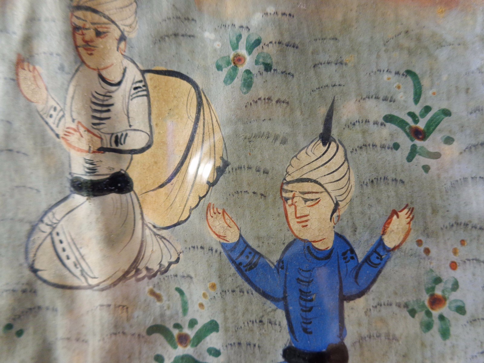 ANTIQUE LATE 19TH-EARLY 20TH CENTURY PERSIAN MINIATURE LANDSCAPE W/C PAINTING
