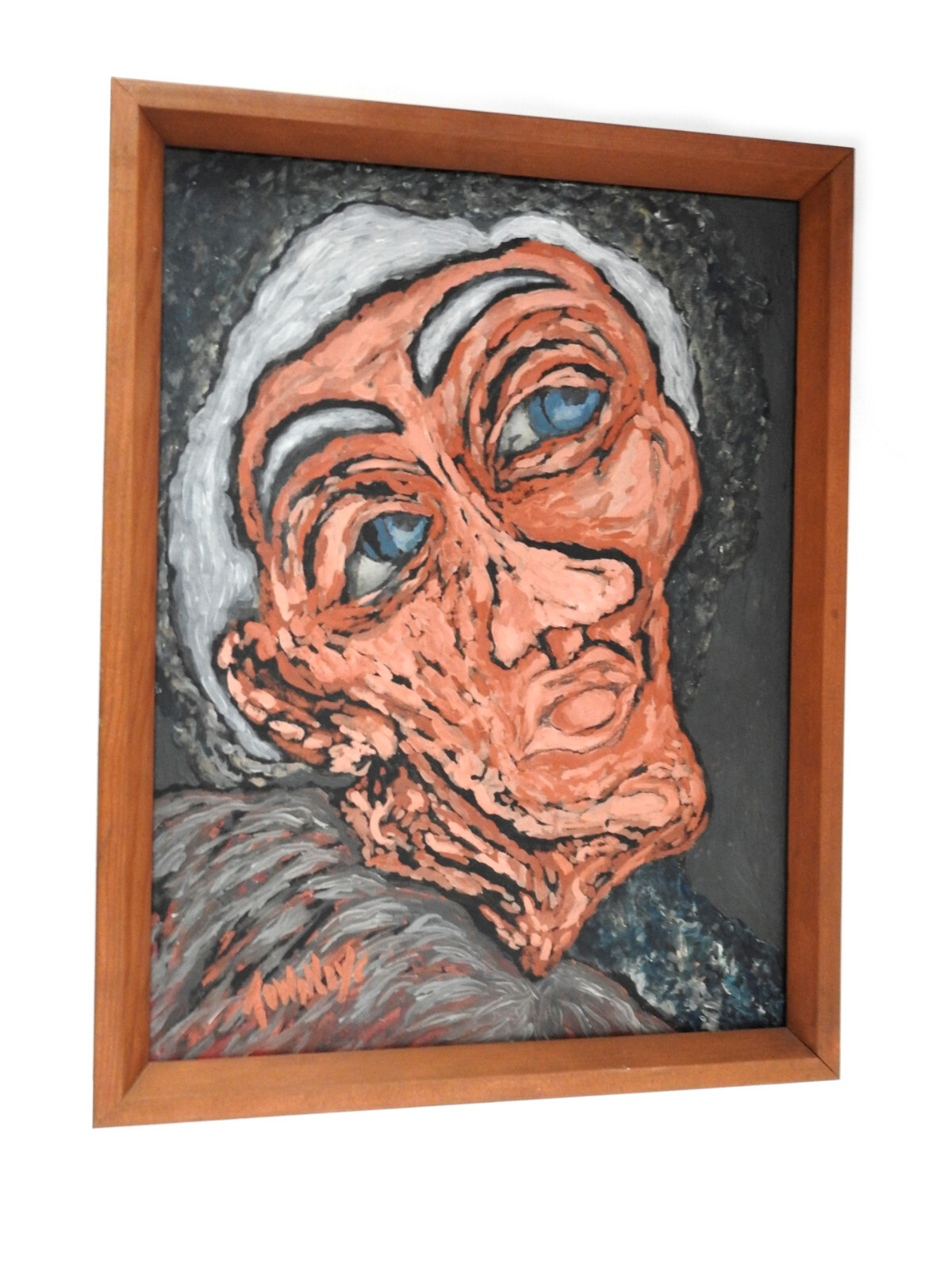 1950s Untitled Oil Painting Expressionism Portrait of an Old Man by John Townley