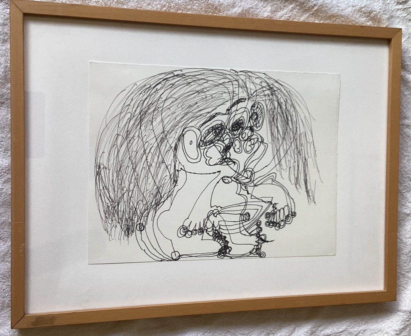 Outsider Artist Dwight MacKintosh framed original work ink on paper OOAK ca 2000