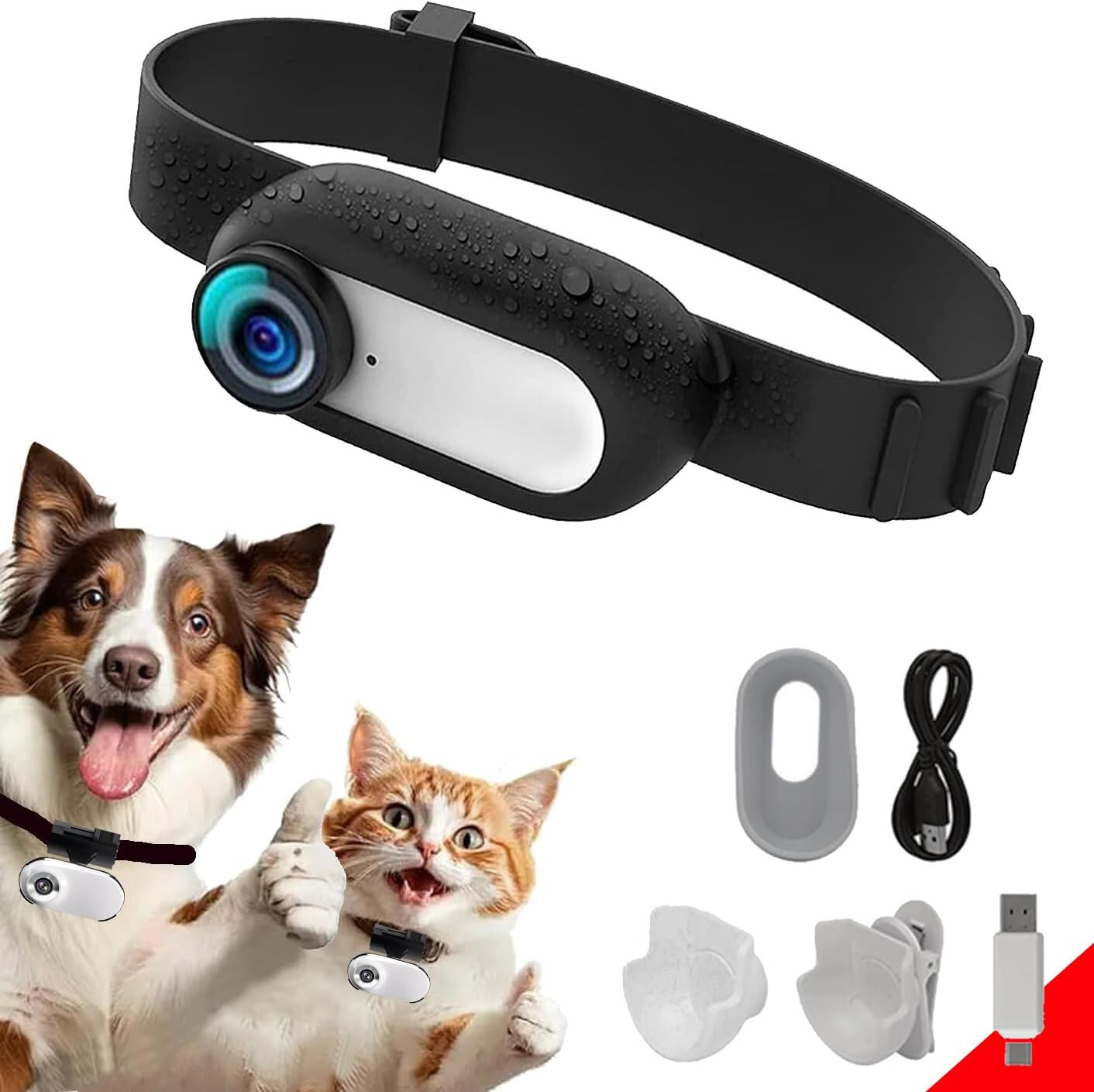 HD 1080P Cat Camera Collar with Video Record Wireless Mini Sport Action Cameras