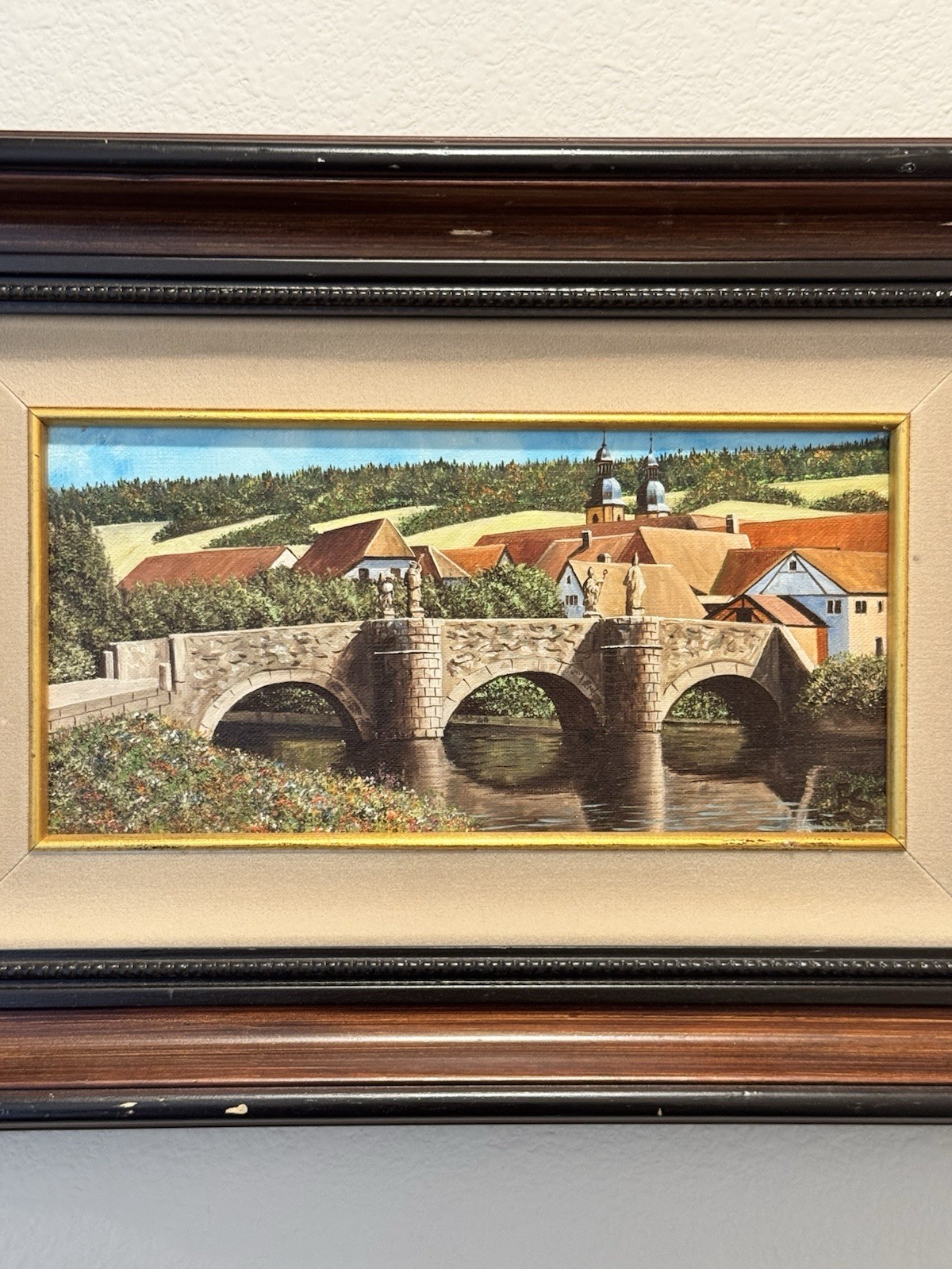 EUGENE SCHMIDT Original Bridge Over the LANDSCAPE SANTA BARBARA Oil Canvas COA