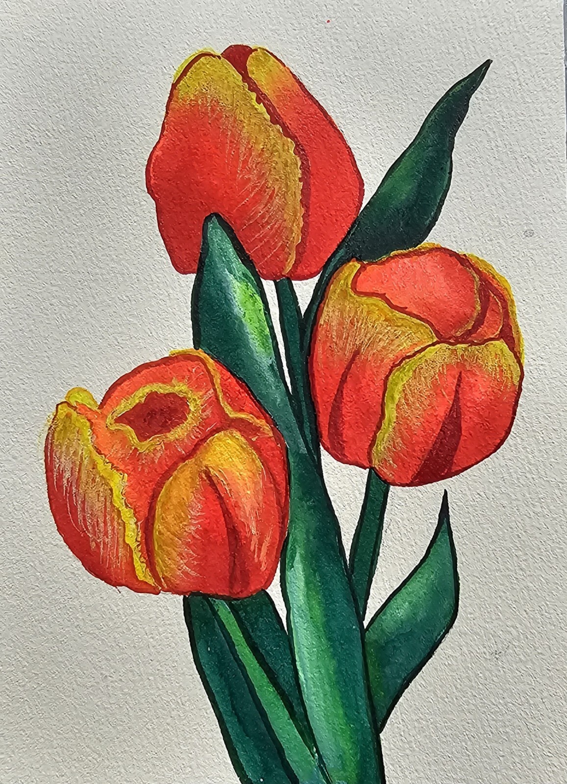 Tulips Watercolor Flowers Tulip Painting Colorful Original Art gift idea