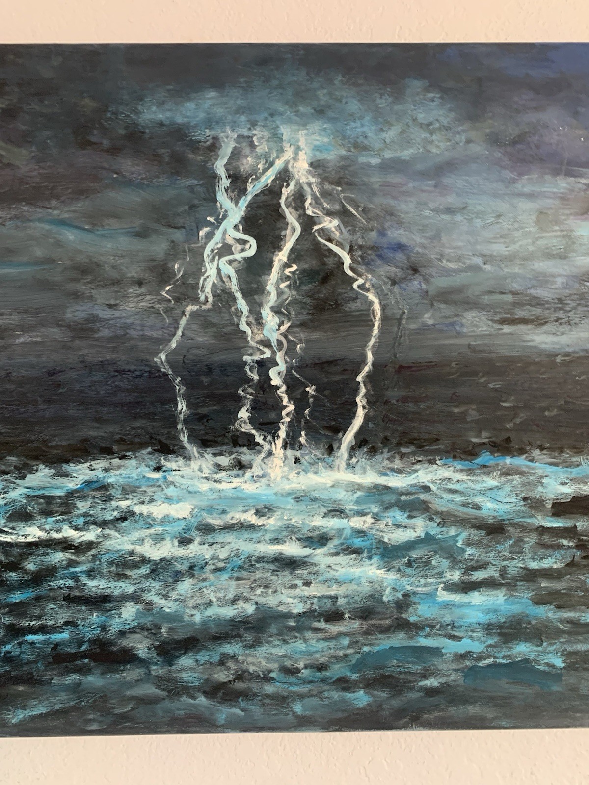 “Ocean Lightning” Oil Painting New 2026 Large 18in x 24in REAL ART BY GINA VANN