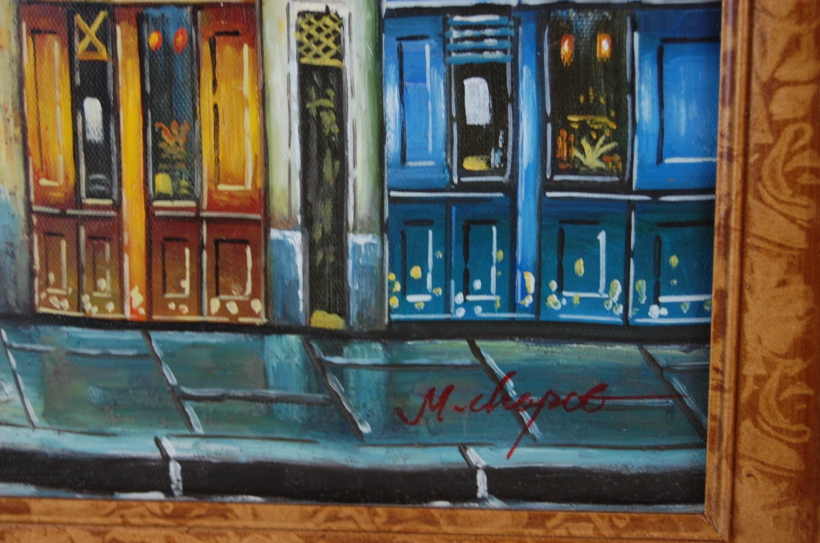 Vtg 80 Original Signed Mariel Chapot French Paris Street Scene Oil Painting 10X8