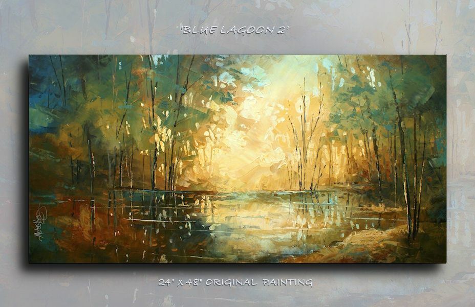 Landscape Art Original Palette Knife Painting Contemporary Mix Lang cert. Unique