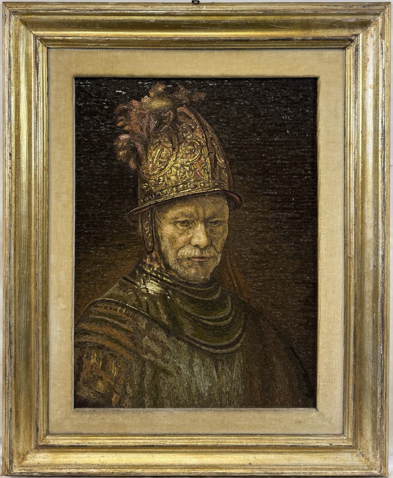LARGE Italian Micromosaic Painting Vatican Mosaic Workshop Rembrandt Casco D’oro
