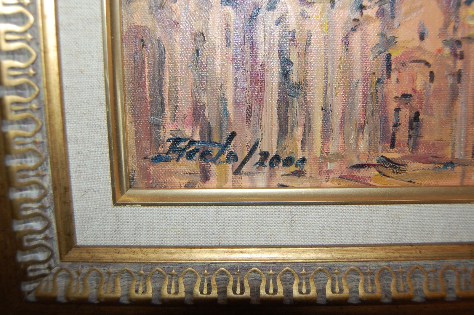 FRAMED ORIGINAL OIL ARCHES MEZQUITA DE CORDOBA, SPAIN VIEW I ARTIST: HECTO VIDAL