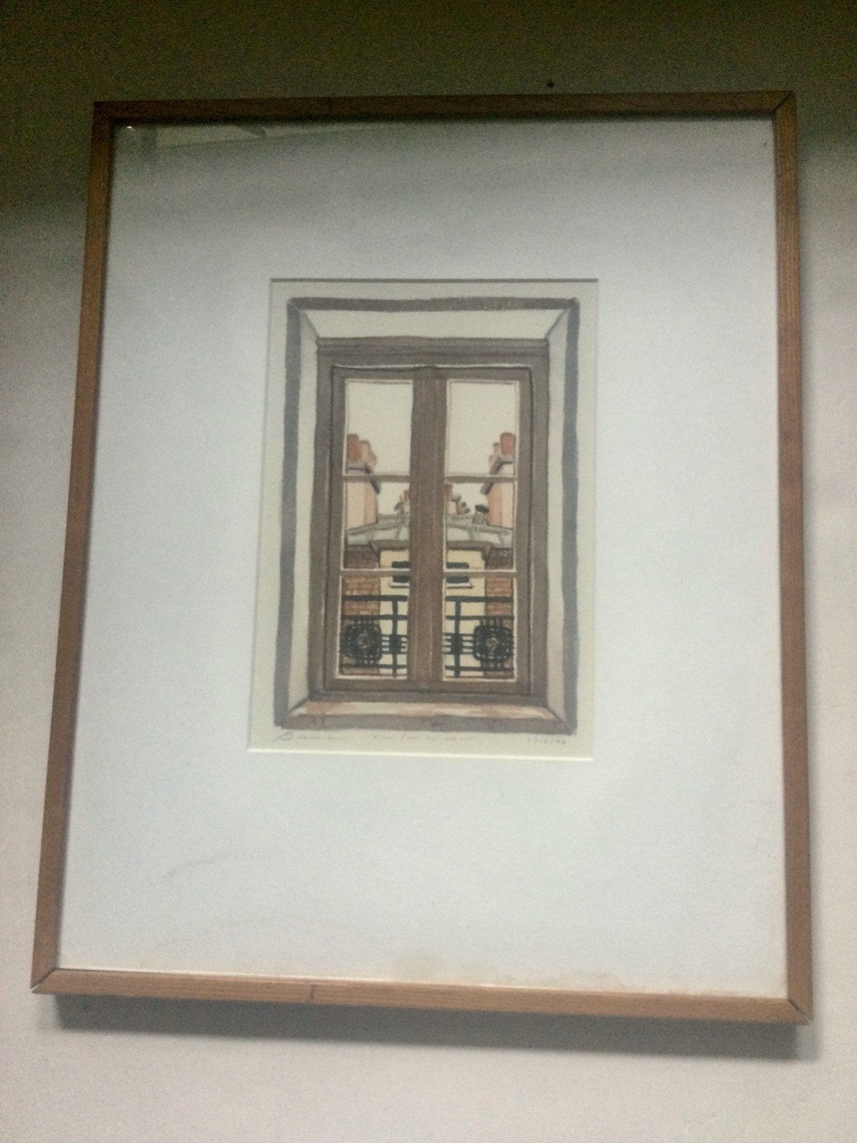 Signed & Dated 1978 «View From Window» New York City Rooftops Original Painting