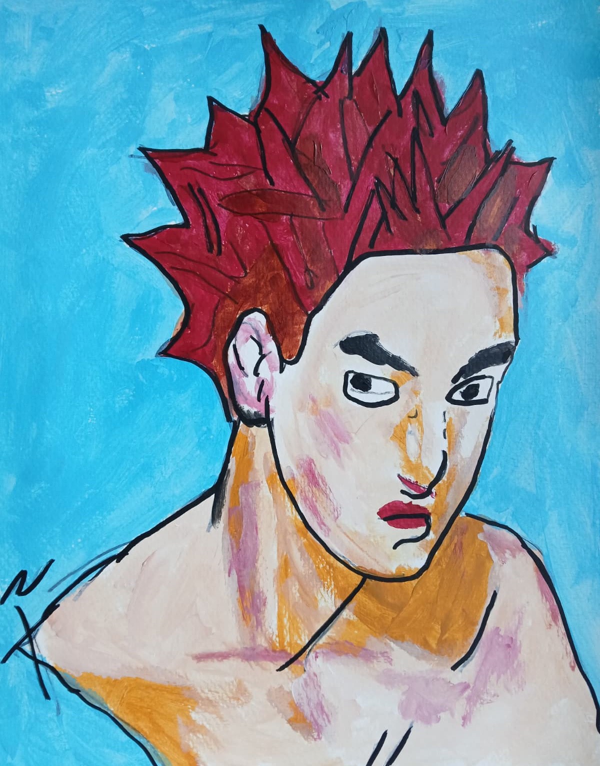 Expressionism/Abstract 11×14 Spike Red Signed Colorful Hand Made Art Painting
